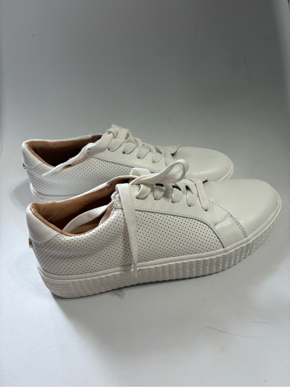 Steve Madden White Perforated Lace-Up Sneakers